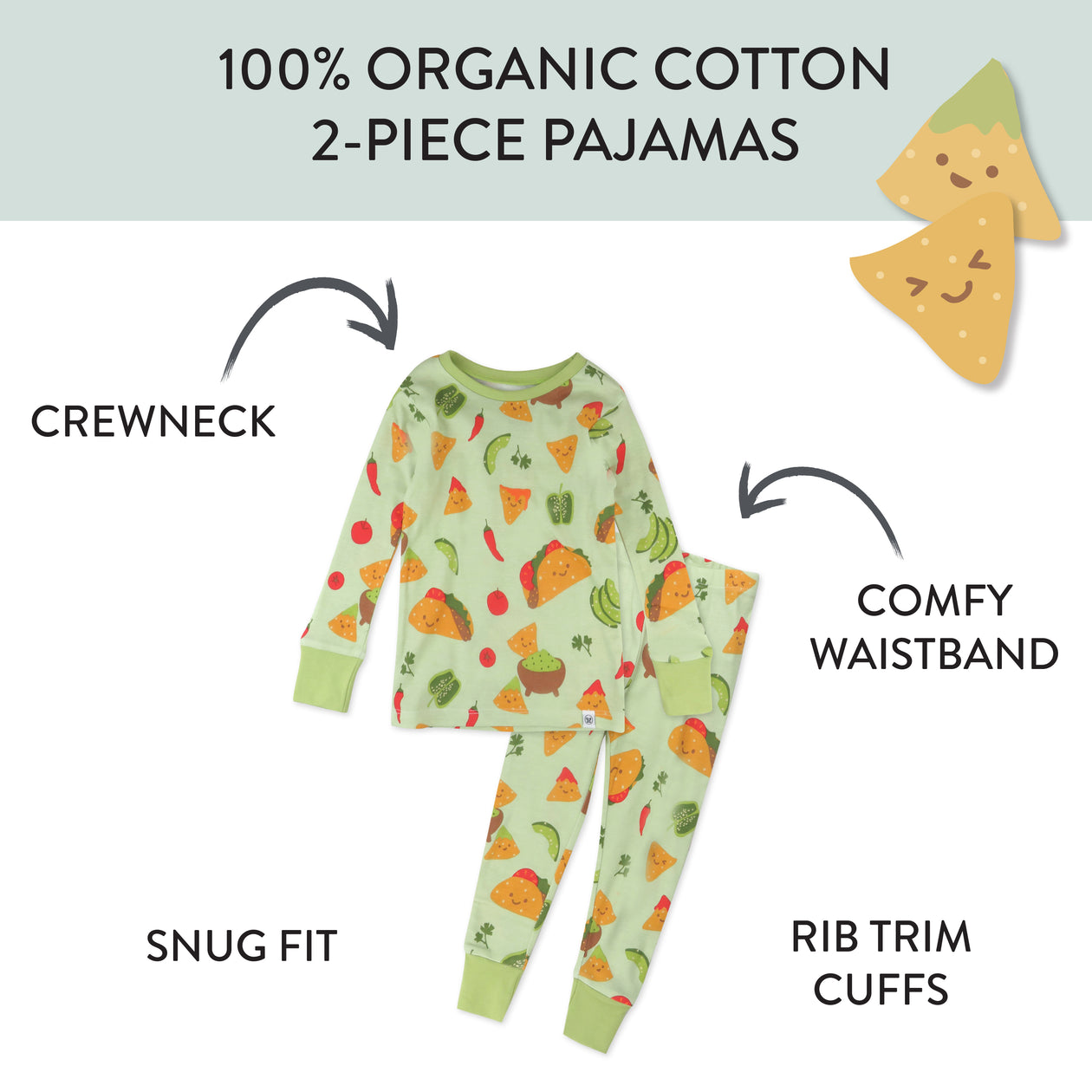 Organic Cotton Fun Foods Pajamas, Taco Time