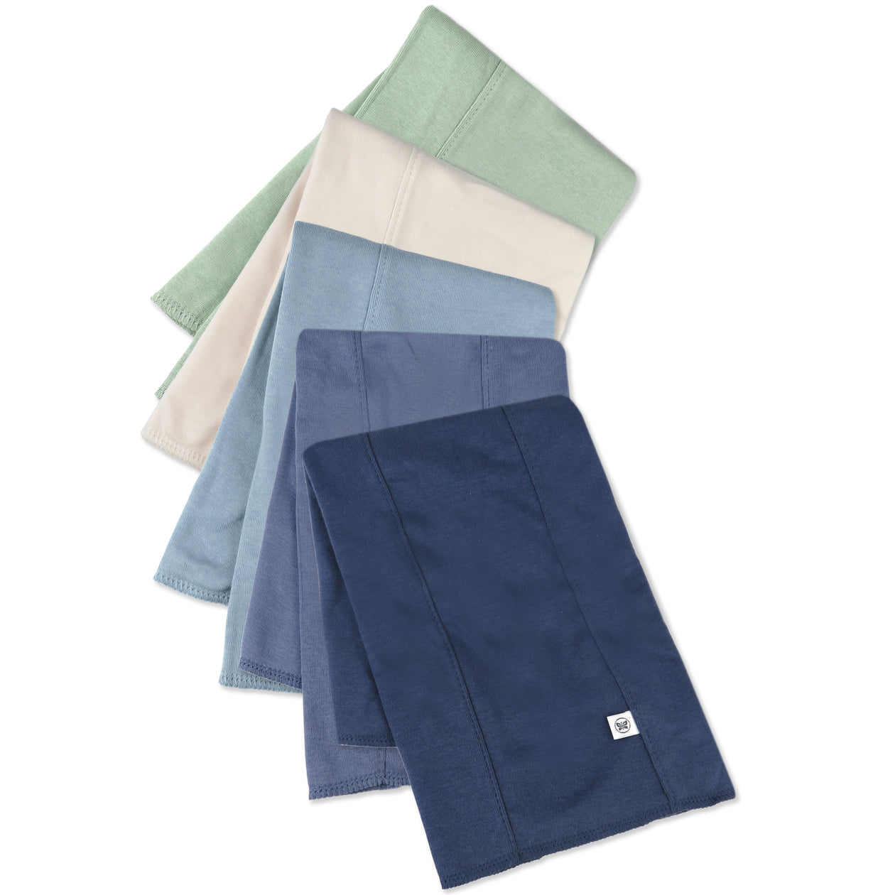 5-Pack Organic Cotton Knit Tri-fold Burp Cloths, Blue Sunrise