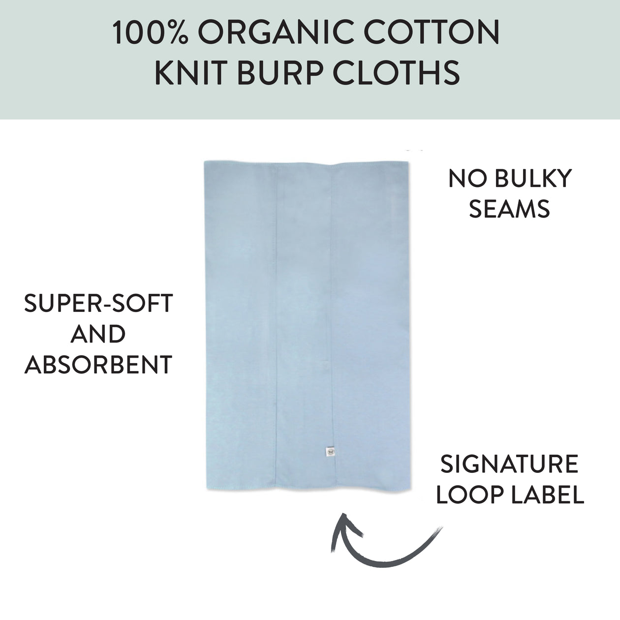 5-Pack Organic Cotton Knit Tri-fold Burp Cloths, Blue Sunrise