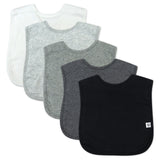 Go to slide 1, 5-Pack Organic Cotton 4 in 1 Reversible Bibs, Grey Ombre
