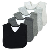 Go to slide 2, 5-Pack Organic Cotton 4 in 1 Reversible Bibs, Grey Ombre