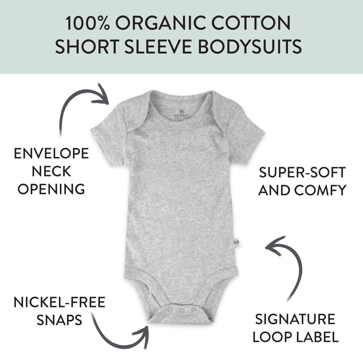 10-Pack Organic Cotton Short Sleeve Bodysuits, Prep School Rebel Boy