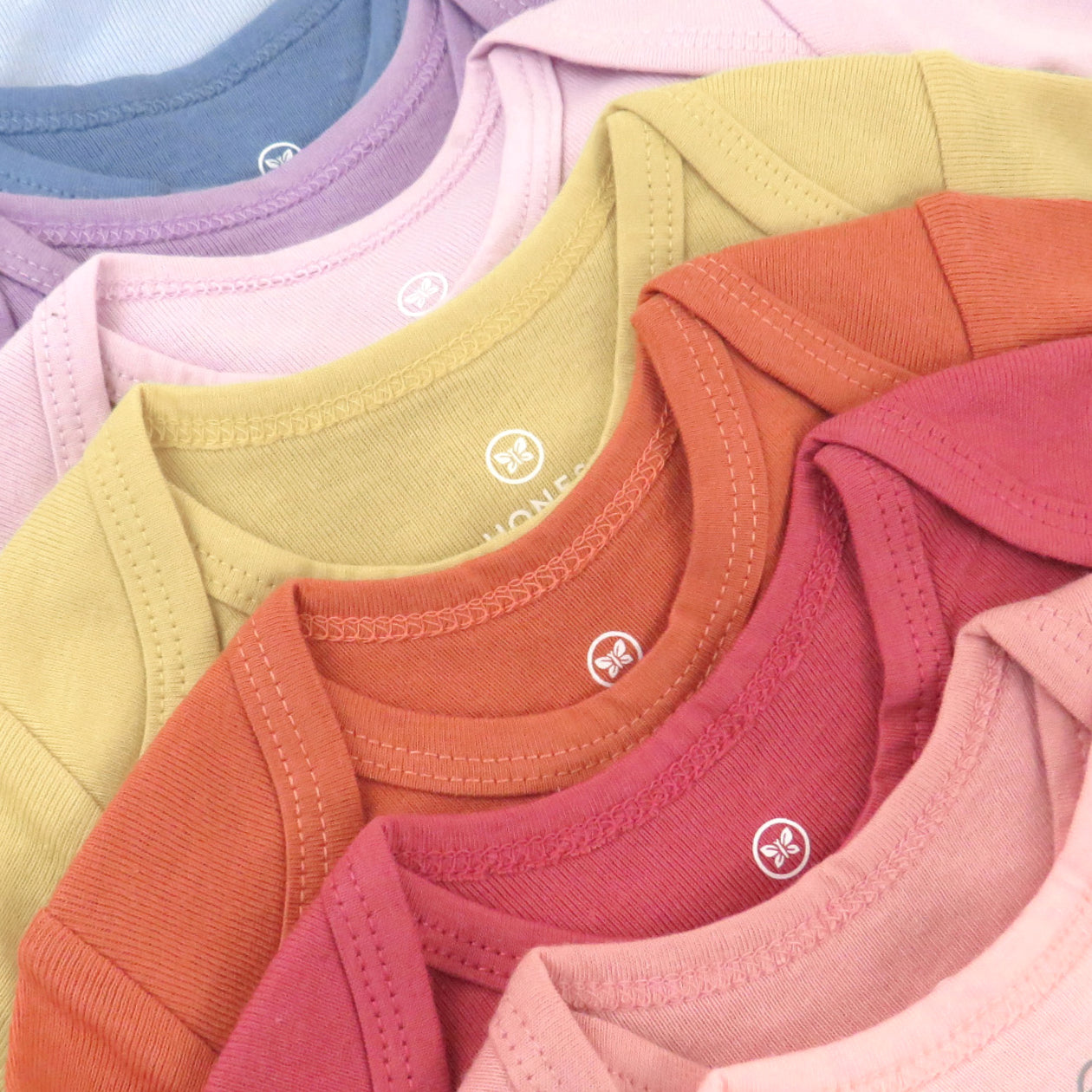 10-Pack Organic Cotton Short Sleeve Bodysuits, Rainbow Pink Gems