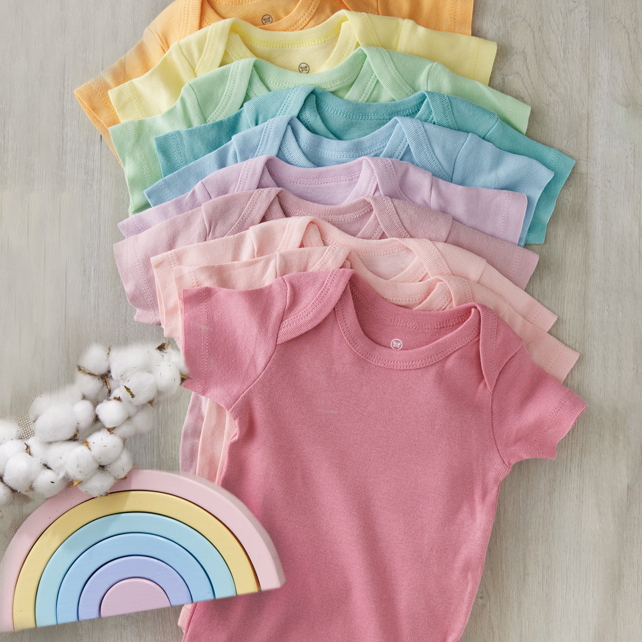 10-Pack Organic Cotton Short Sleeve Bodysuits in a Gift Box, Rainbow Pinks