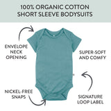 Go to slide 3, 10-Pack Organic Cotton Short Sleeve Bodysuits, Rainbow Blue Gems