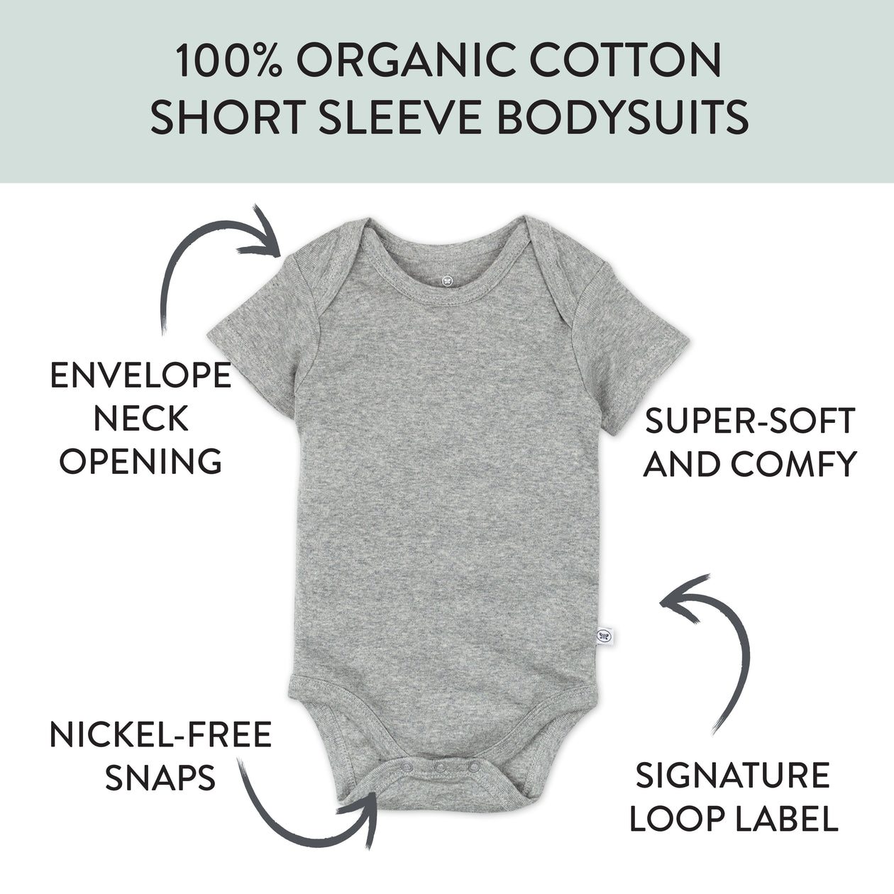 10-Pack Organic Cotton Short Sleeve Bodysuits, Rainbow Blues