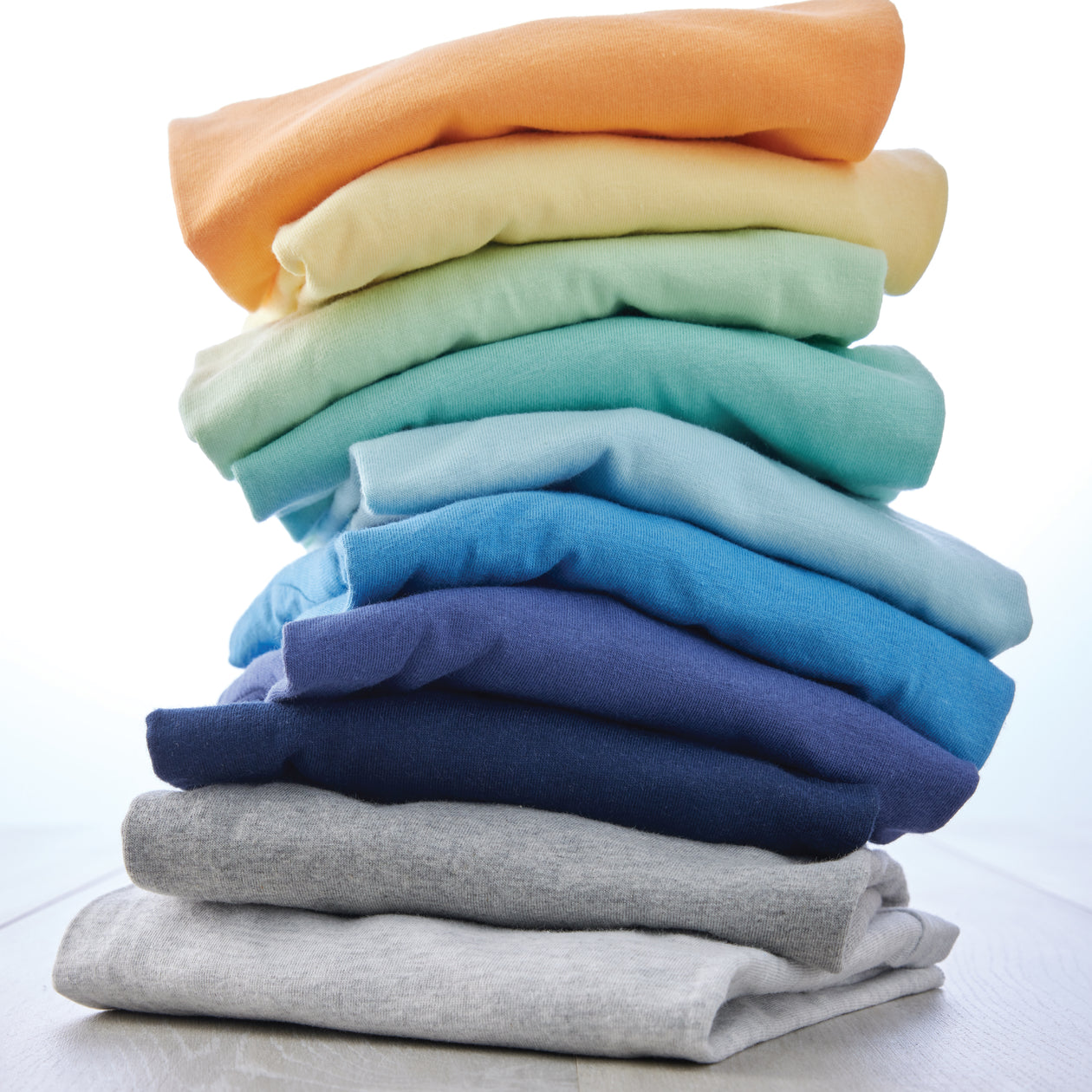 10-Pack Organic Cotton Short Sleeve Bodysuits, Rainbow Blues