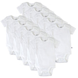 Go to slide 1, 10-Pack Organic Cotton Short Sleeve Bodysuits, Bright White