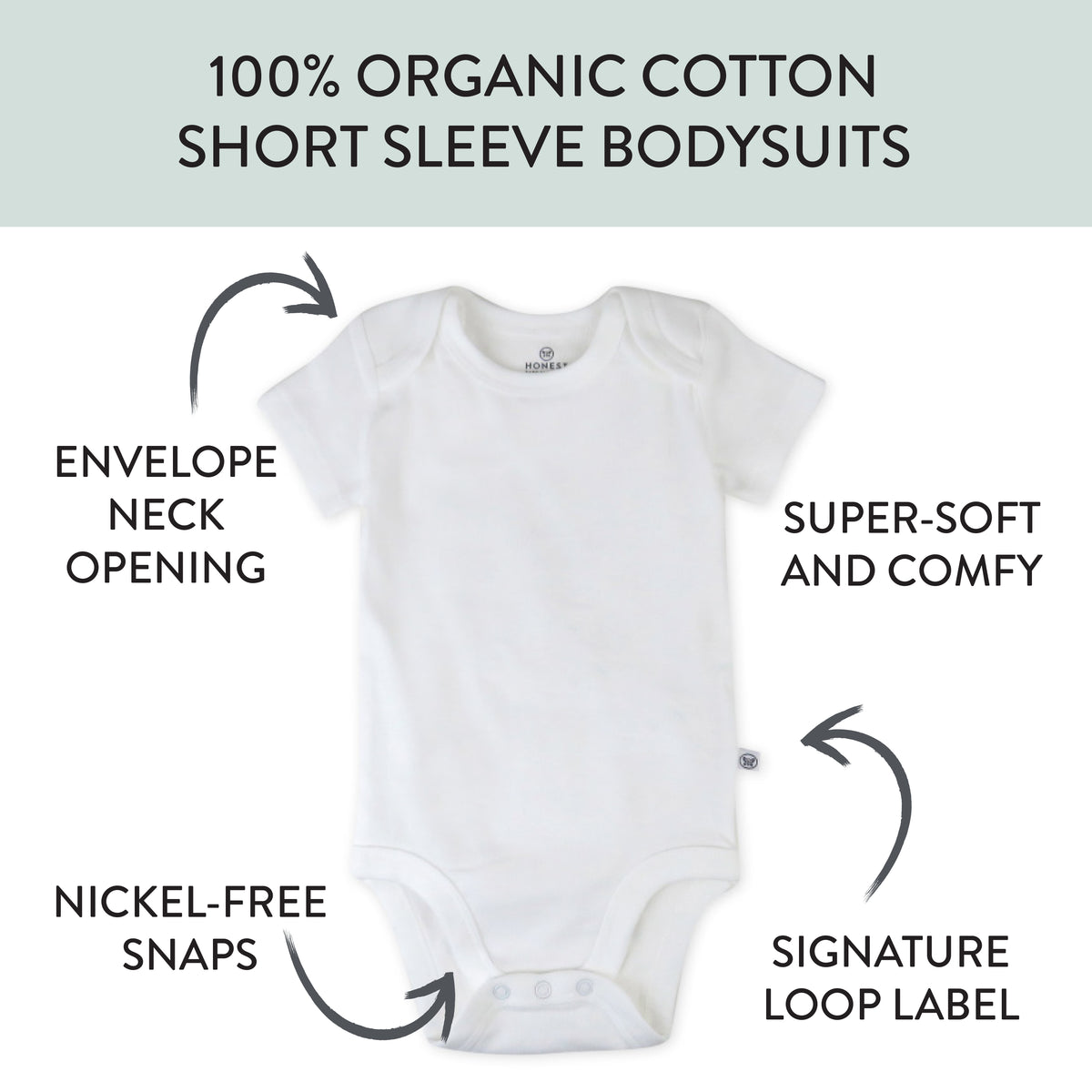 10-Pack Organic Cotton Short Sleeve Bodysuits Honest Baby Clothing