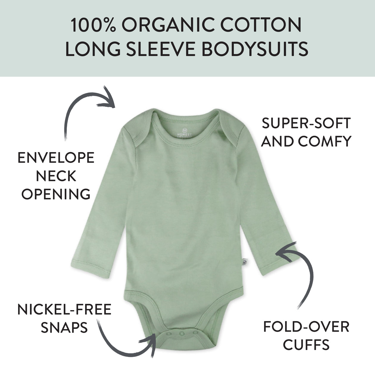 10-Pack Organic Cotton Long Sleeve Bodysuits, Rainbow Blue Gems