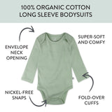 Go to slide 4, 10-Pack Organic Cotton Long Sleeve Bodysuits, Rainbow Blue Gems