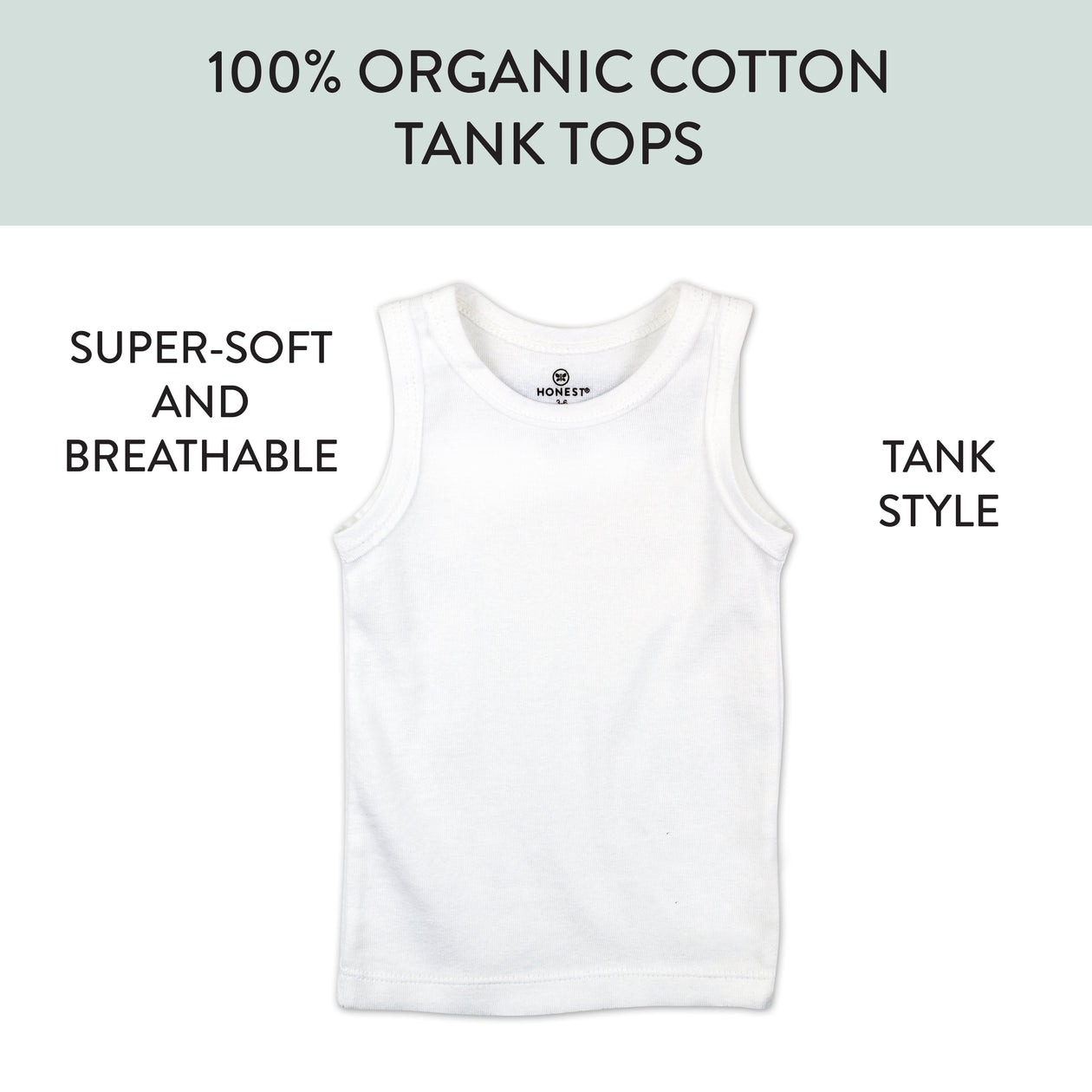 10-Pack Organic Cotton Sleeveless Muscle T-Shirts, Bright White