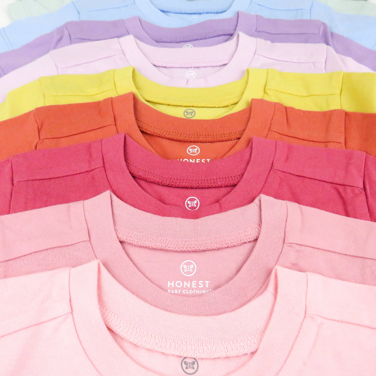10-Pack Organic Cotton Short Sleeve T-Shirts, Rainbow Pink Gems