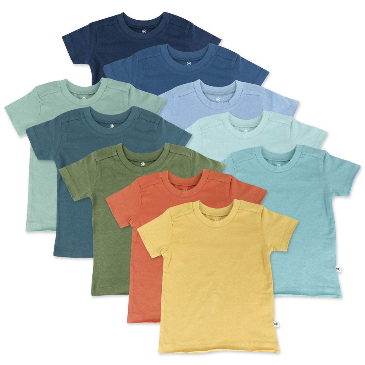 10-Pack Organic Cotton Short Sleeve T-Shirts, Rainbow Blue Gems