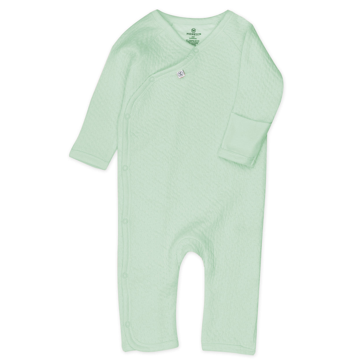 Organic Cotton Matelassé Side-Snap Coverall, Sage