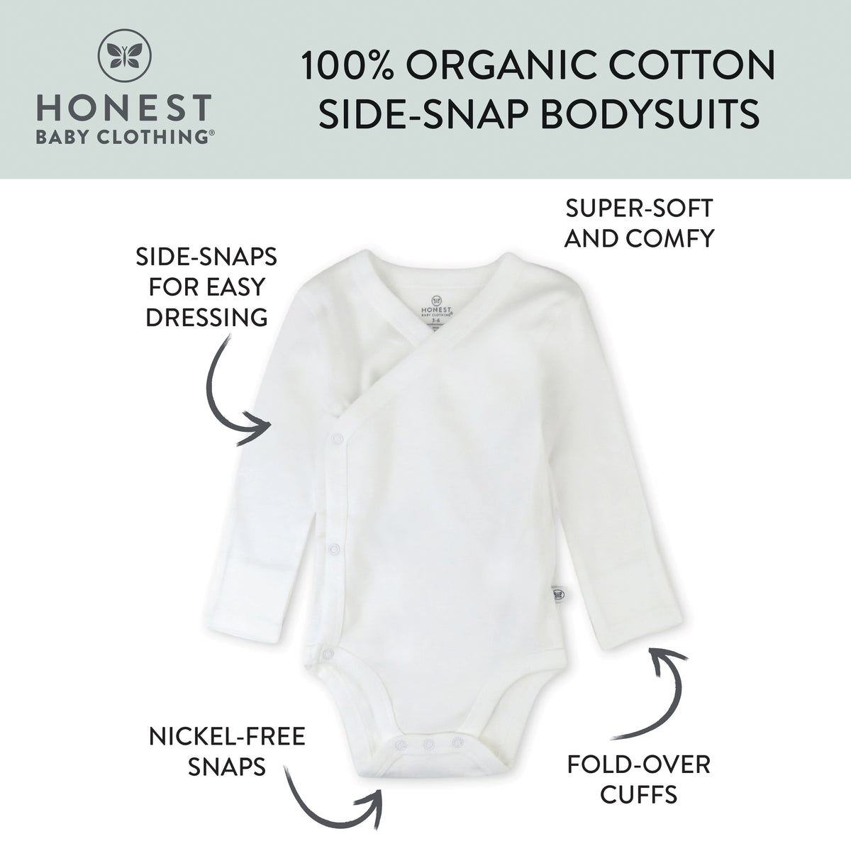2Piece Long Sleeve Organic Cotton Bodysuit & Side Snap Bodysuit
