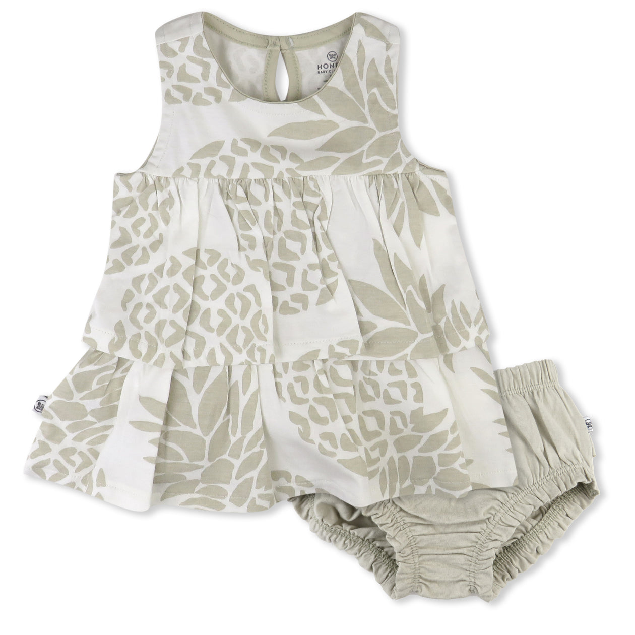 2-Piece Top with Diaper Cover, Pineapple Leaf Ivory