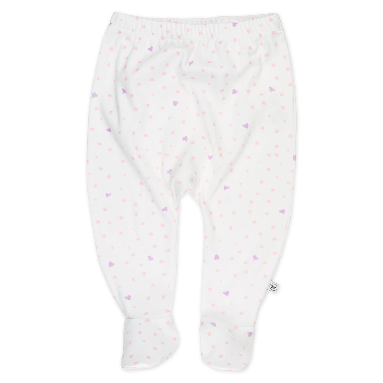 3-Pack Organic Cotton Footed Harem Pants, Love Dot