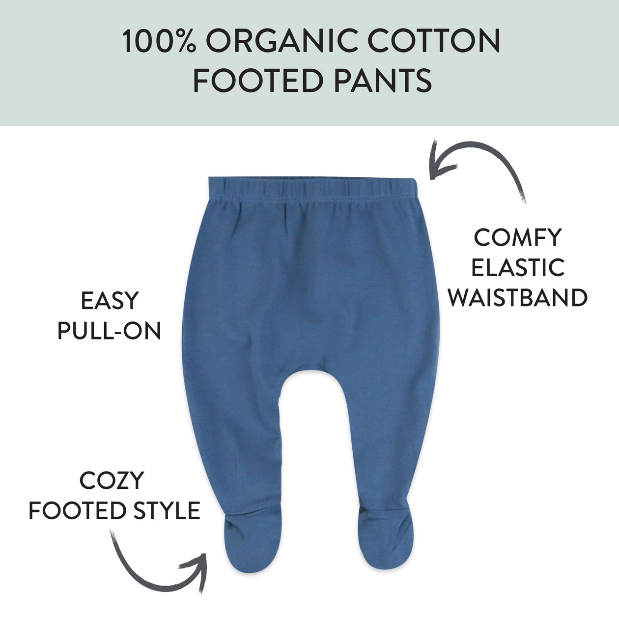 3-Pack Organic Cotton Footed Pants, Dino Prep Academy Blue