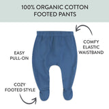 Go to slide 2, 3-Pack Organic Cotton Footed Pants, Dino Prep Academy Blue