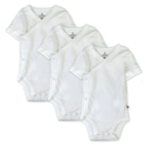 Go to slide 1, 3 Pack Short Sleeve Side Snap Kimono Bodysuits, Bright White