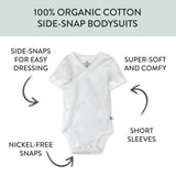 Go to slide 2, 3 Pack Short Sleeve Side Snap Kimono Bodysuits, Bright White
