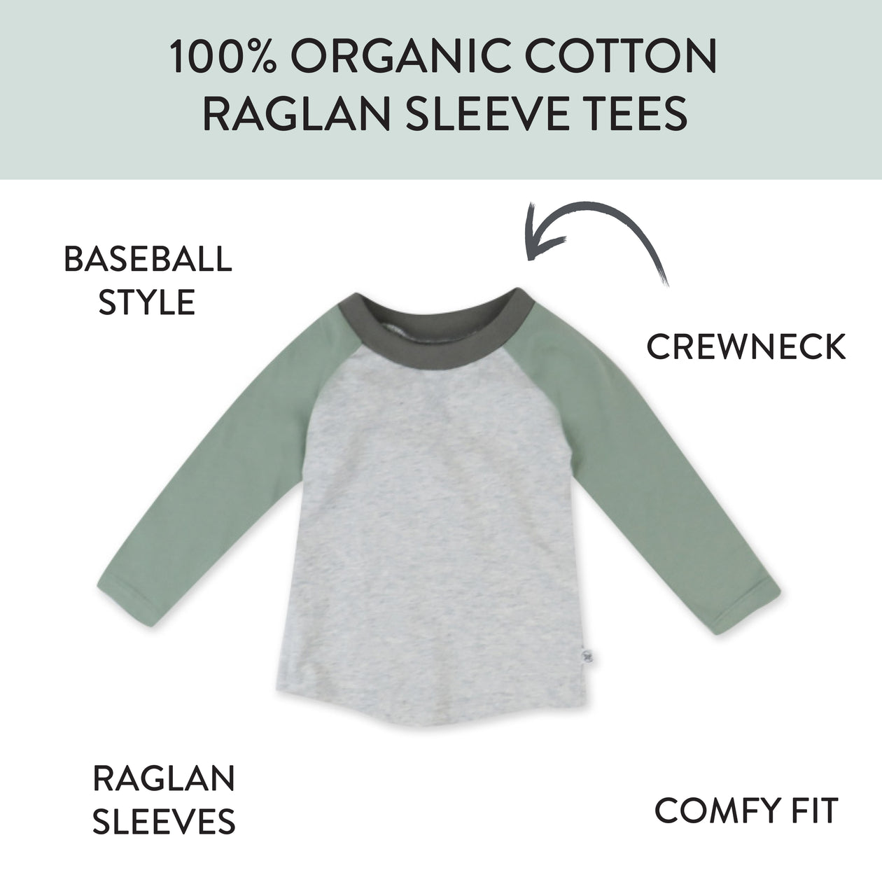 3-Pack Long Sleeve Baseball Raglan T-Shirts, Sandy Teal