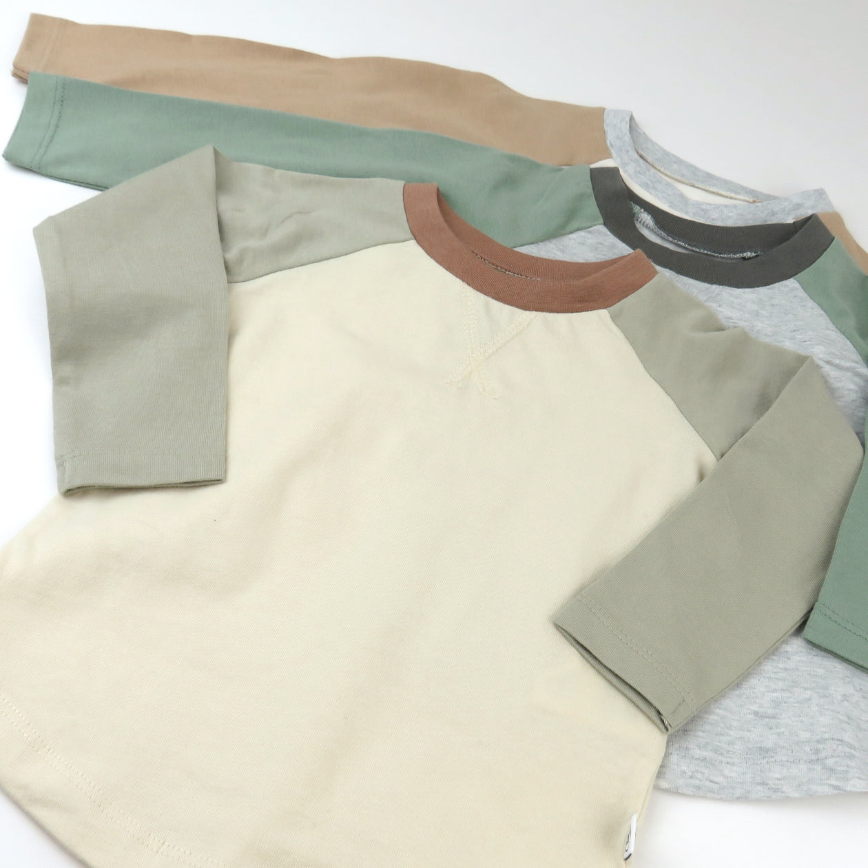 3-Pack Long Sleeve Baseball Raglan T-Shirts, Sandy Teal