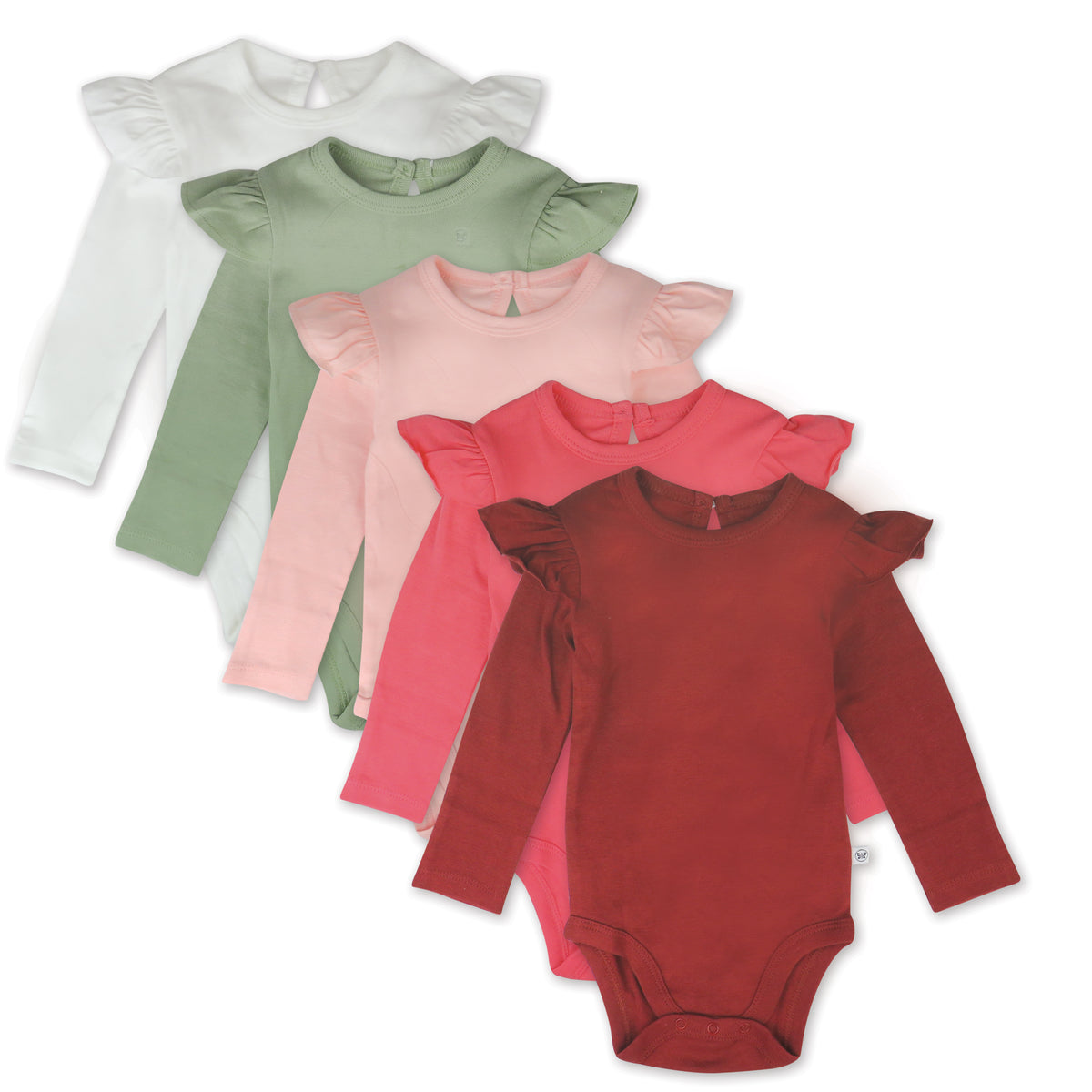 5-Pack Organic Cotton Long Sleeve Ruffle Bodysuits Honest Baby