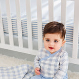 Go to slide 3, Organic Cotton Fitted Crib Sheet, Blue Ticking Stripe