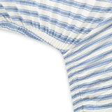 Go to slide 4, Organic Cotton Fitted Crib Sheet, Blue Ticking Stripe
