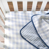 Go to slide 5, Organic Cotton Fitted Crib Sheet, Blue Ticking Stripe