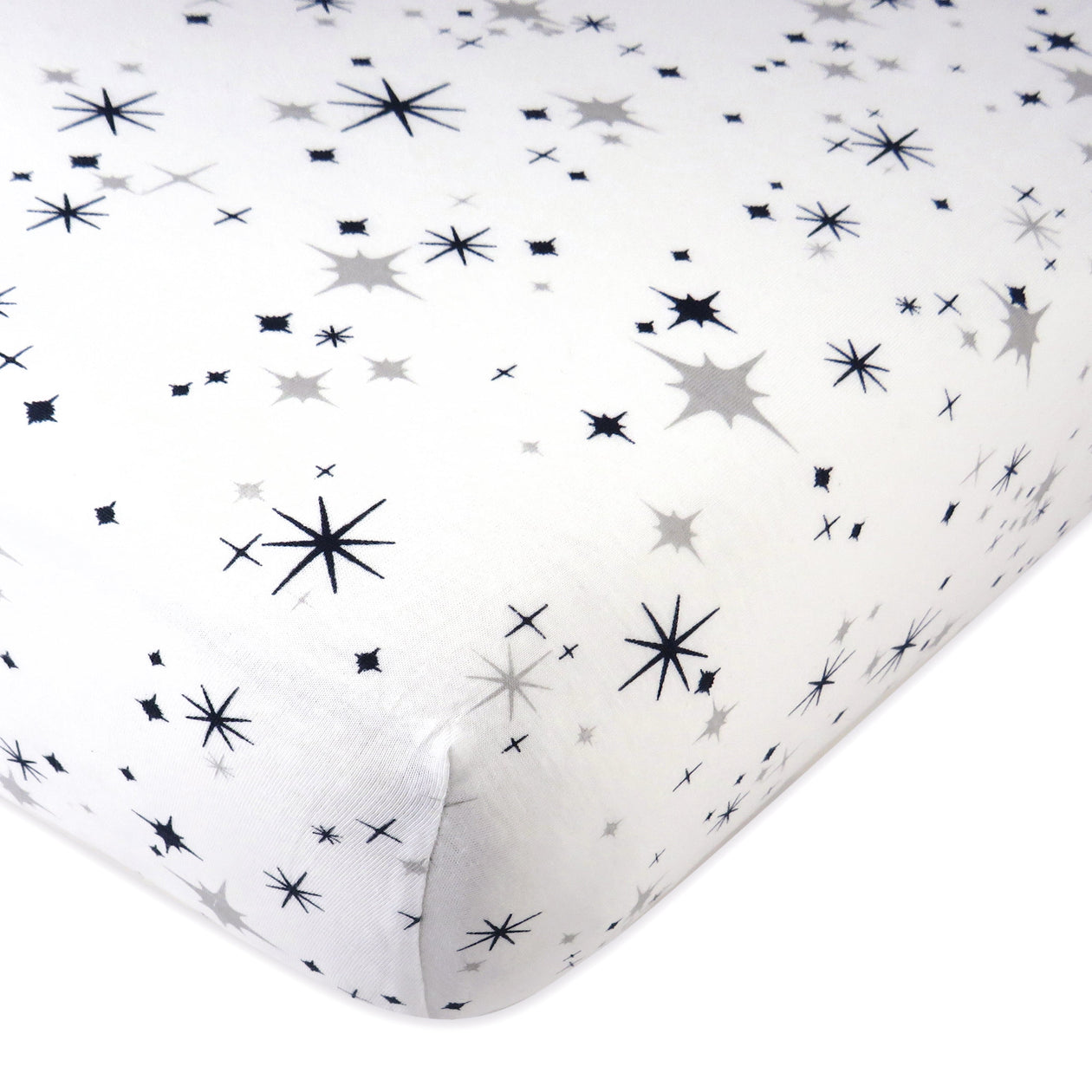 Organic Cotton Fitted Crib Sheet, Jumbo Twinkle Star Navy