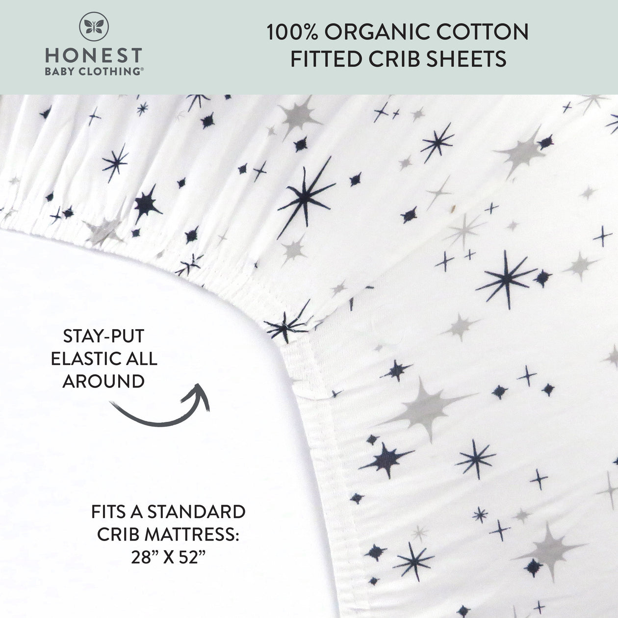 Organic Cotton Fitted Crib Sheet, Jumbo Twinkle Star Navy