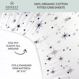 Go to slide 2, Organic Cotton Fitted Crib Sheet, Jumbo Twinkle Star Navy