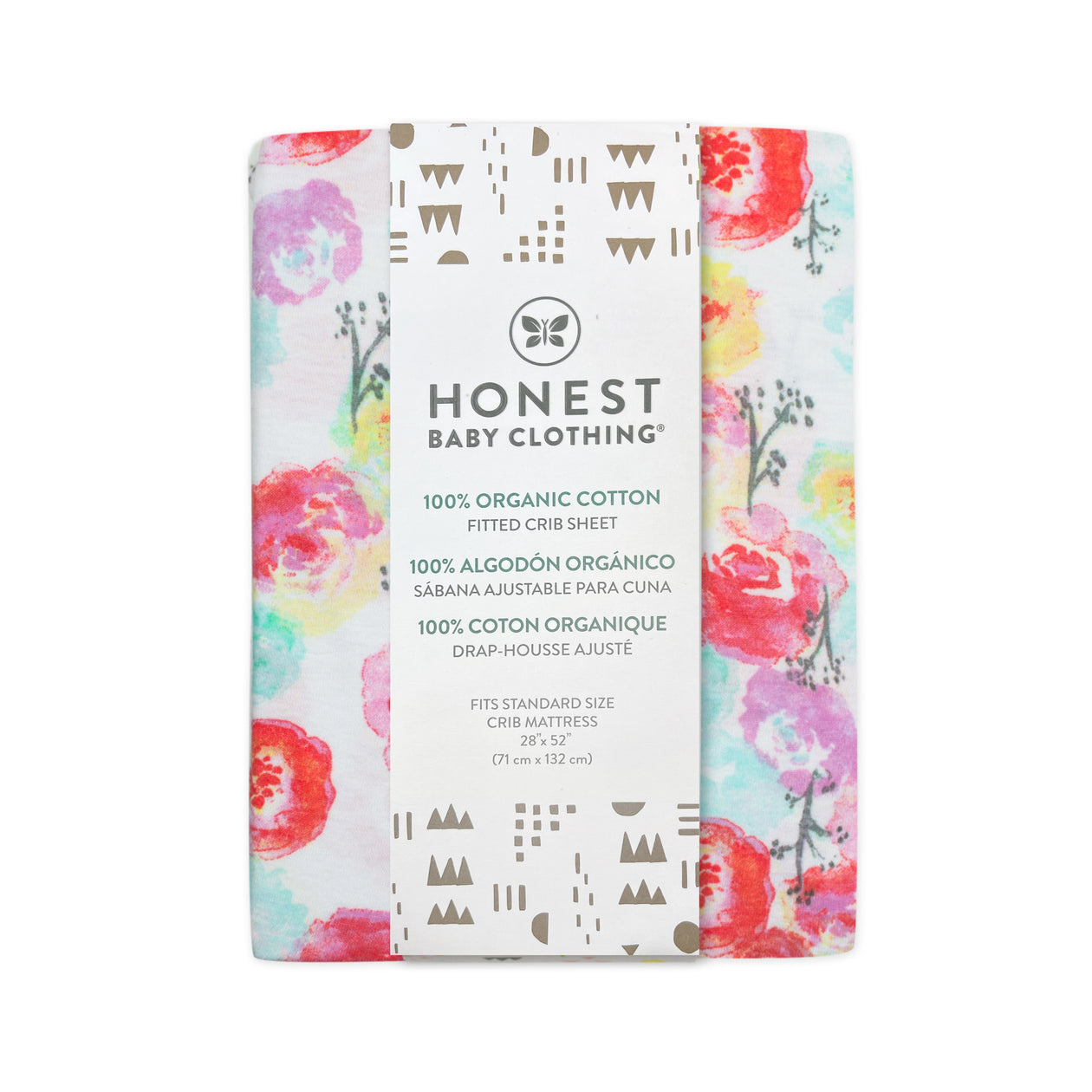 Organic Cotton Fitted Crib Sheet, Rose Blossom