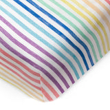 Go to slide 1, Organic Cotton Fitted Crib Sheet, Rainbow Stripe