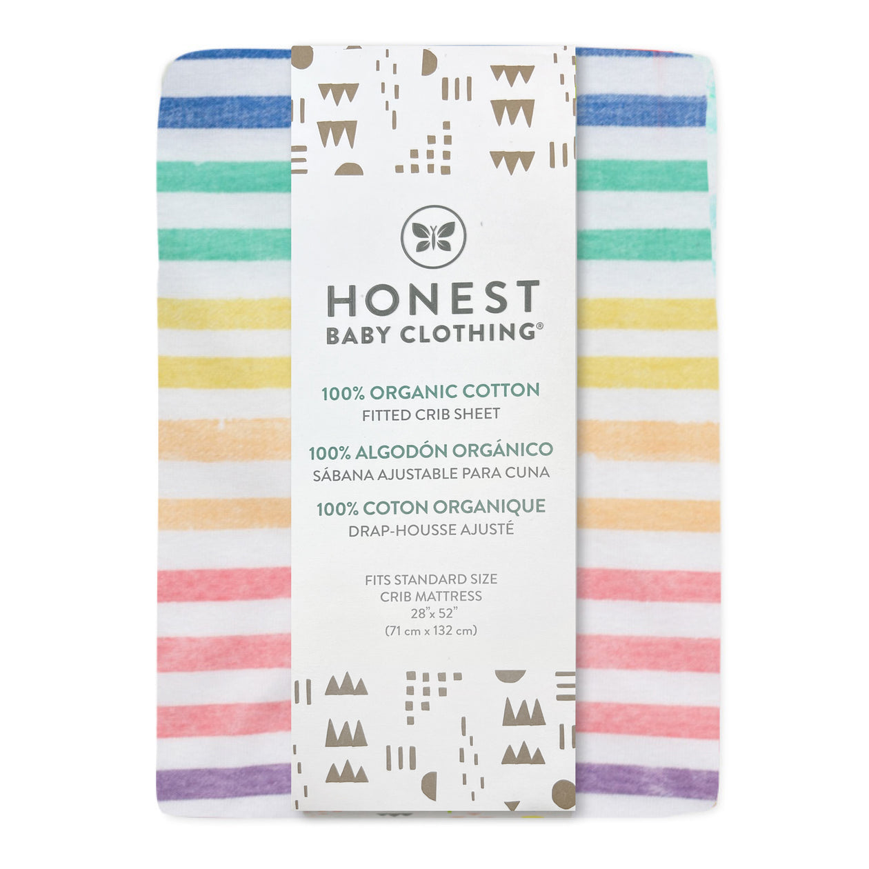 Organic Cotton Fitted Crib Sheet, Rainbow Stripe