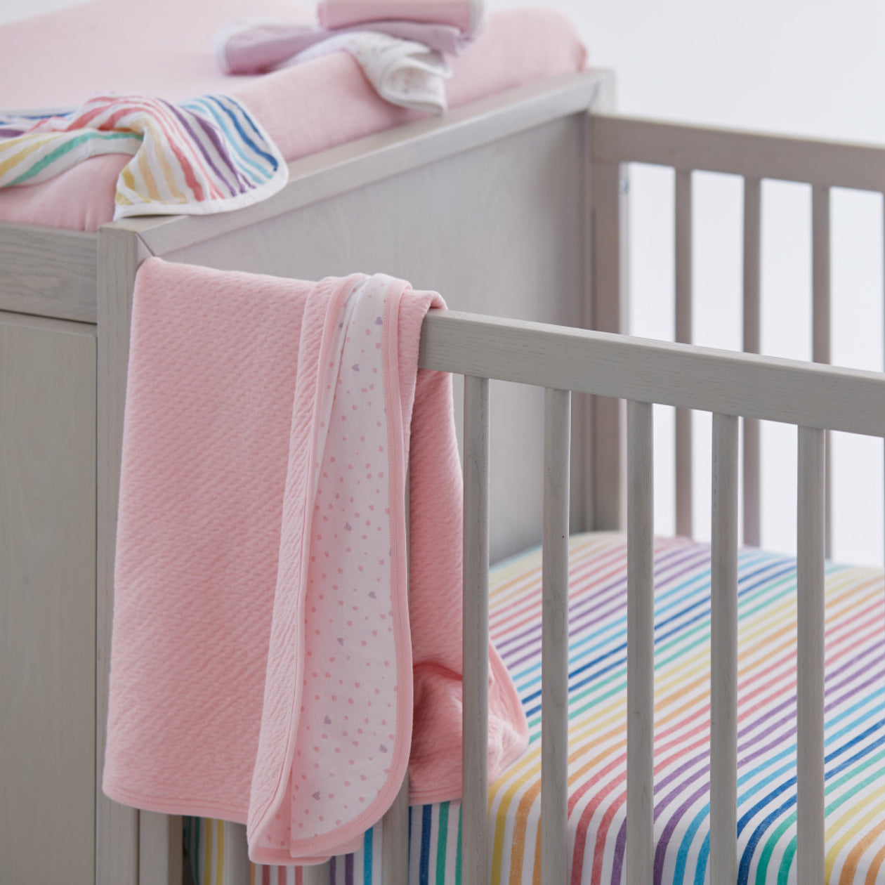 Organic Cotton Fitted Crib Sheet, Rainbow Stripe
