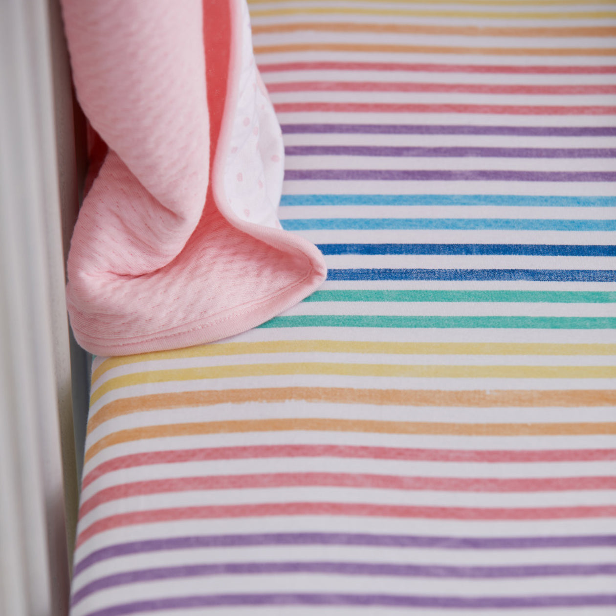 Organic Cotton Fitted Crib Sheet, Rainbow Stripe