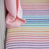Go to slide 5, Organic Cotton Fitted Crib Sheet, Rainbow Stripe