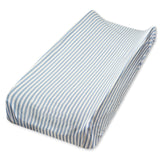 Go to slide 1, Organic Cotton Changing Pad Cover, Blue Ticking Stripe