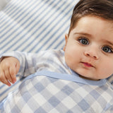Go to slide 4, Organic Cotton Changing Pad Cover, Blue Ticking Stripe