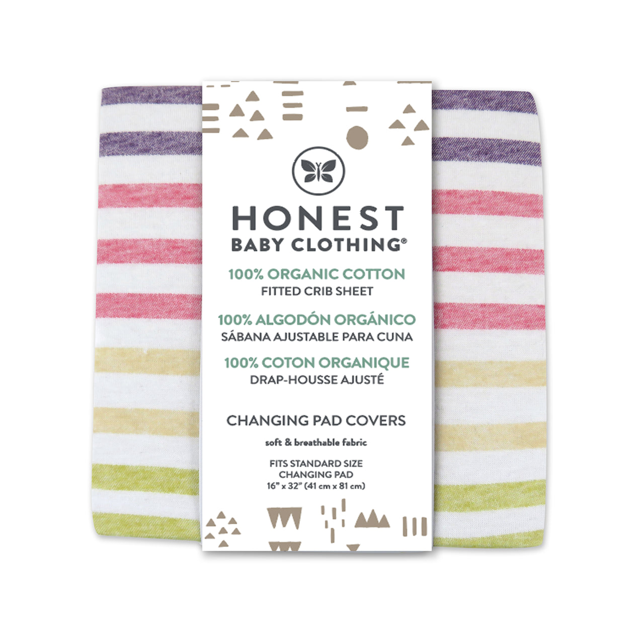 Organic Cotton Changing Pad Cover, Rainbow Stripe