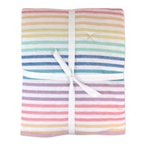 Go to slide 1, Organic Cotton Hand-Quilted Reversible Baby Blanket, Rainbow Stripe