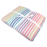 Go to slide 2, Organic Cotton Hand-Quilted Reversible Baby Blanket, Rainbow Stripe