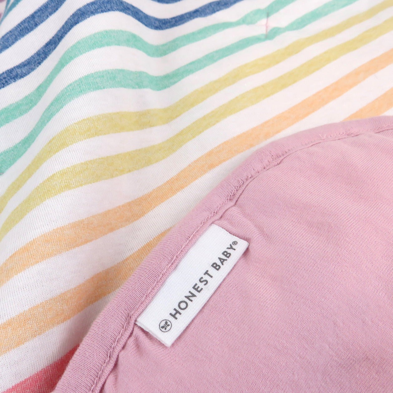 Organic Cotton Hand-Quilted Reversible Baby Blanket, Rainbow Stripe
