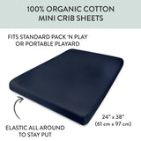 Go to slide 2, Organic Cotton Mini Crib Sheet, Dark Navy