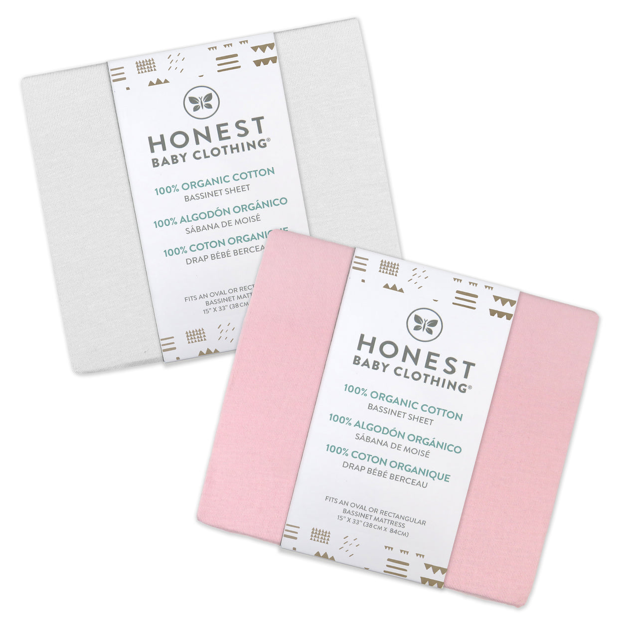 2-Pack Organic Cotton Bassinet Sheets, Pink