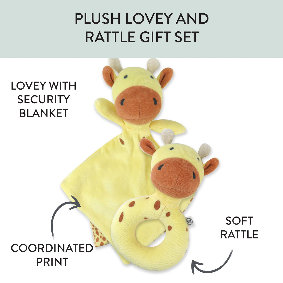 Giraffe Lovey and Rattle BIG BUDDY Gift Set Honest Baby Clothing